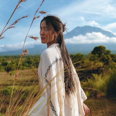 Off White Organic Ceremonial Robe Bohemian Tribal Cover