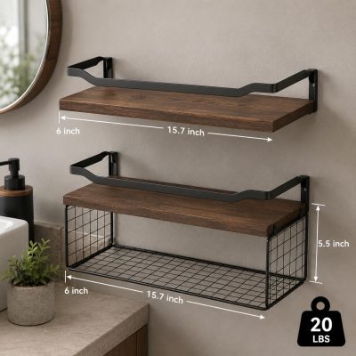 Industrial 3 Tier Over The Toilet Floating Shelves