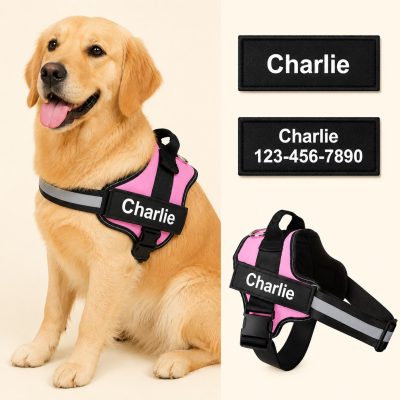 Personalized Dog Harness With Custom Removable Patch Reflective