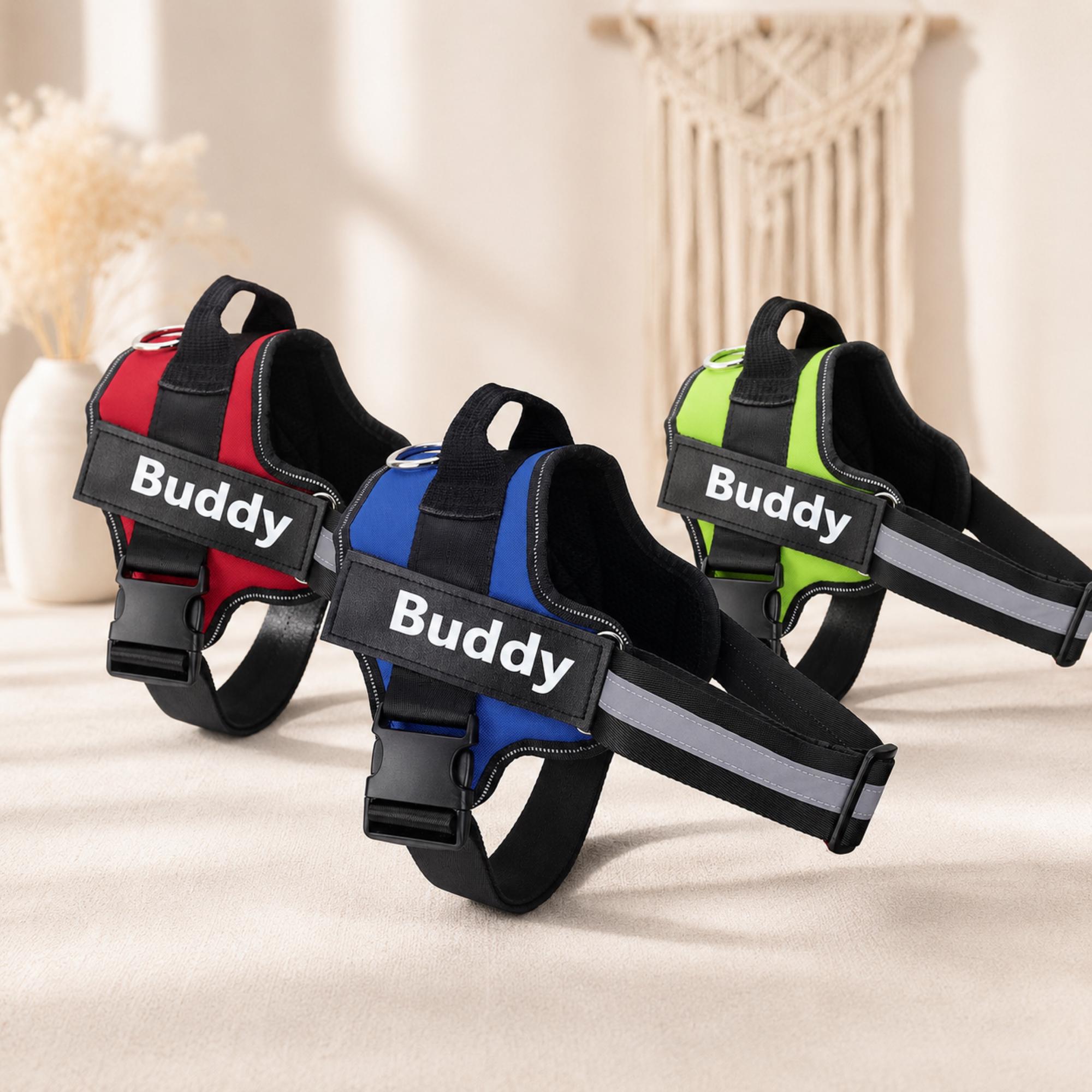 Personalized Dog Harness With Custom Removable Patch Reflective